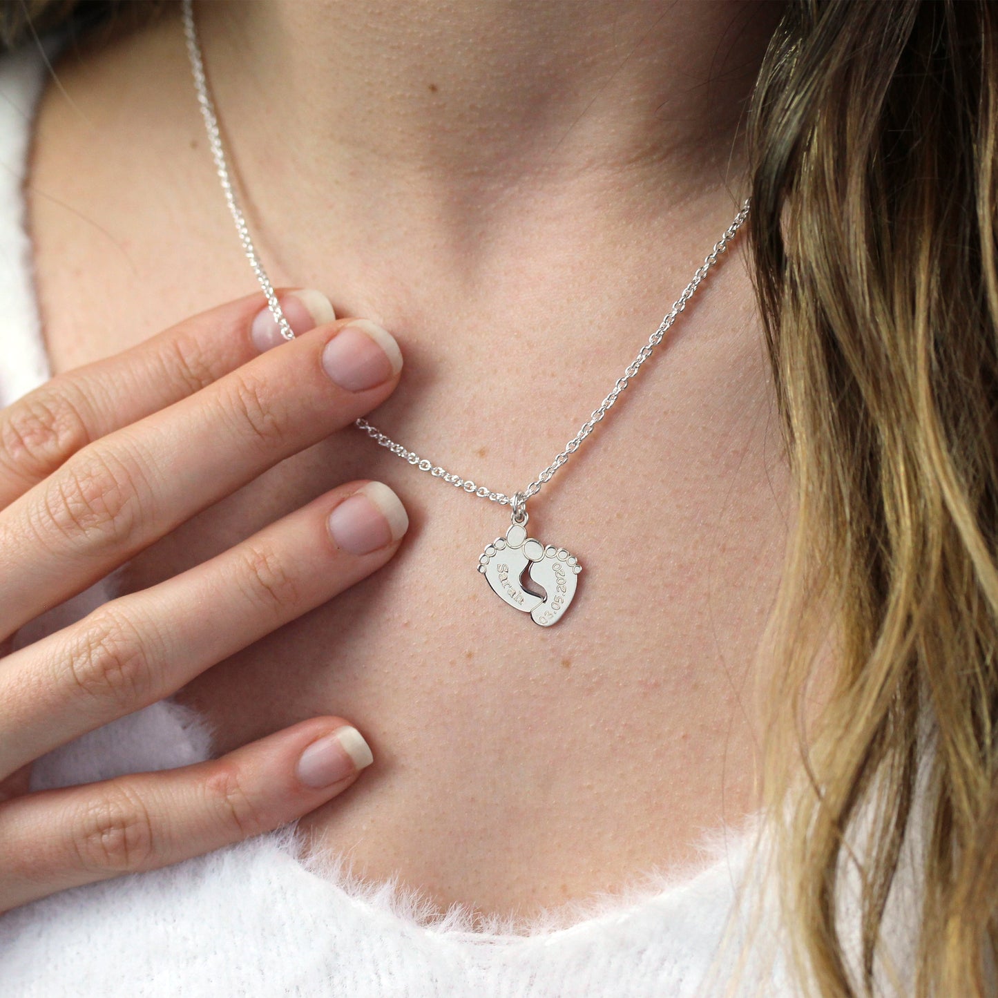 Collier personnalisé en argent sterling avec nom de bébé (40 à 60 cm)