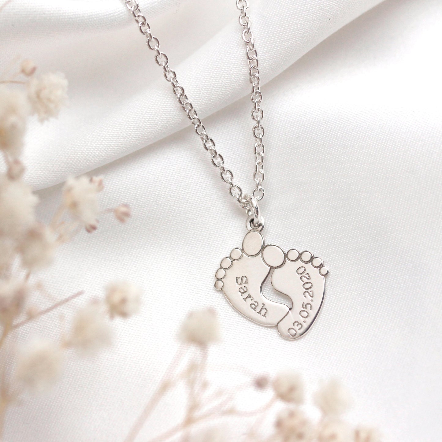 Collier personnalisé en argent sterling avec nom de bébé (40 à 60 cm)