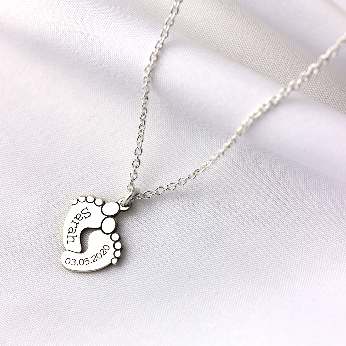 Collier personnalisé en argent sterling avec nom de bébé (40 à 60 cm)
