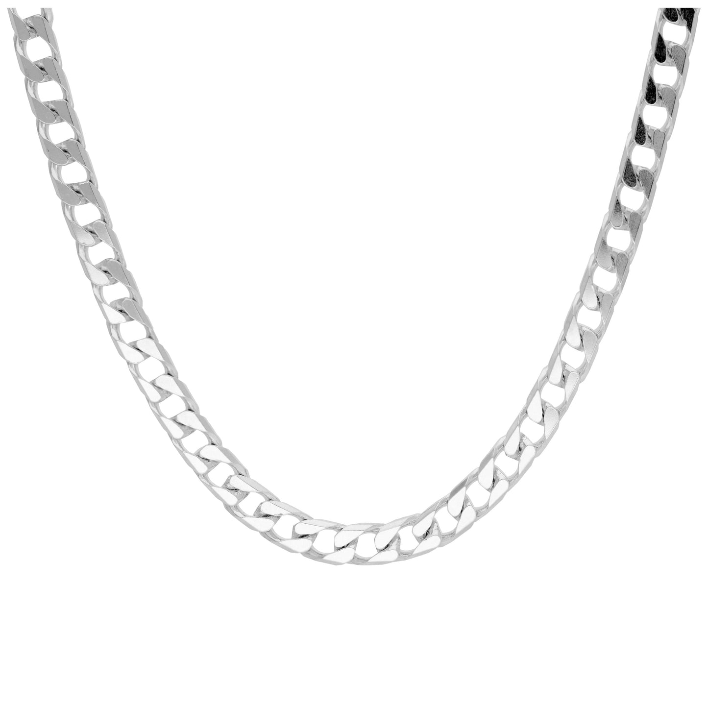 Collier chaîne gourmette en argent sterling taille diamant de 40 à 45 cm