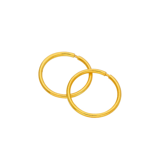 Boucles d'oreilles créoles légères en argent sterling plaqué or de 10 mm