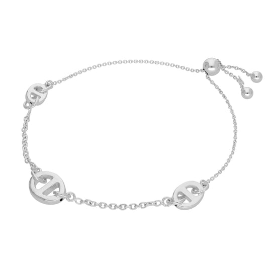 Bracelet réglable en argent sterling à maillons épais et chaîne fine
