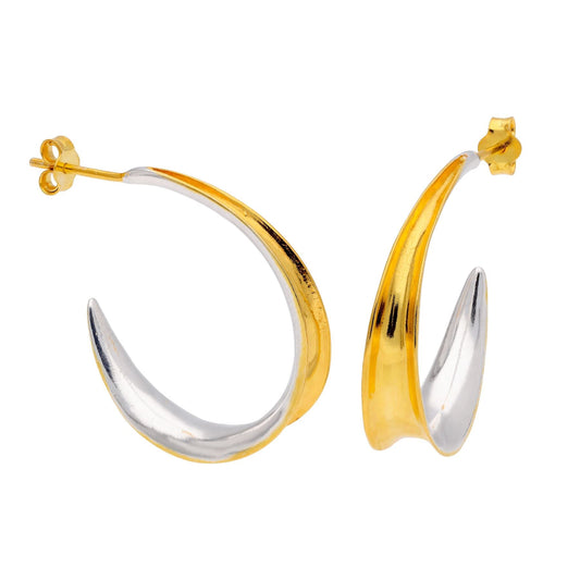 Boucles d'oreilles créoles ouvertes bicolores en argent sterling de 24 mm