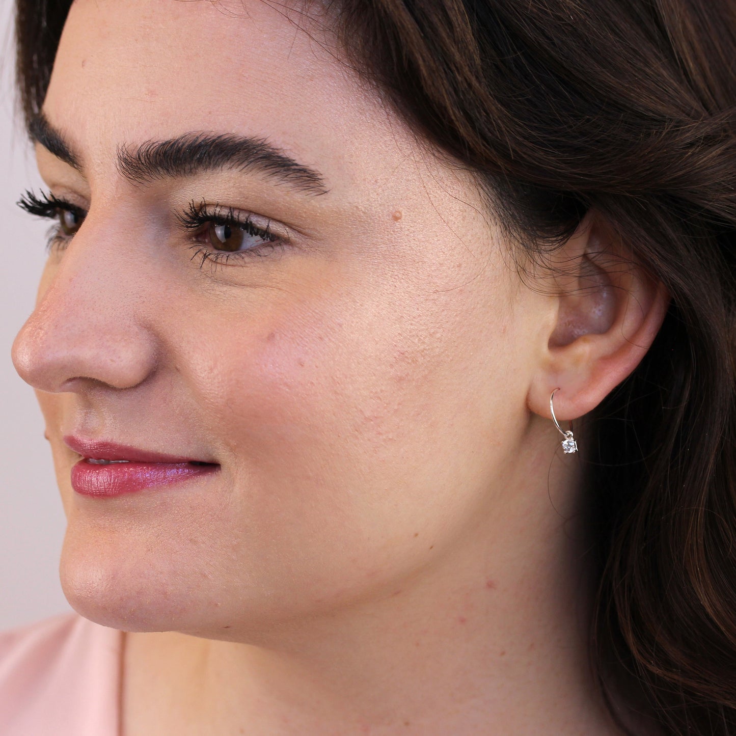Boucles d'oreilles créoles en argent sterling avec alexandrite et zircone cubique, 12 mm, juin