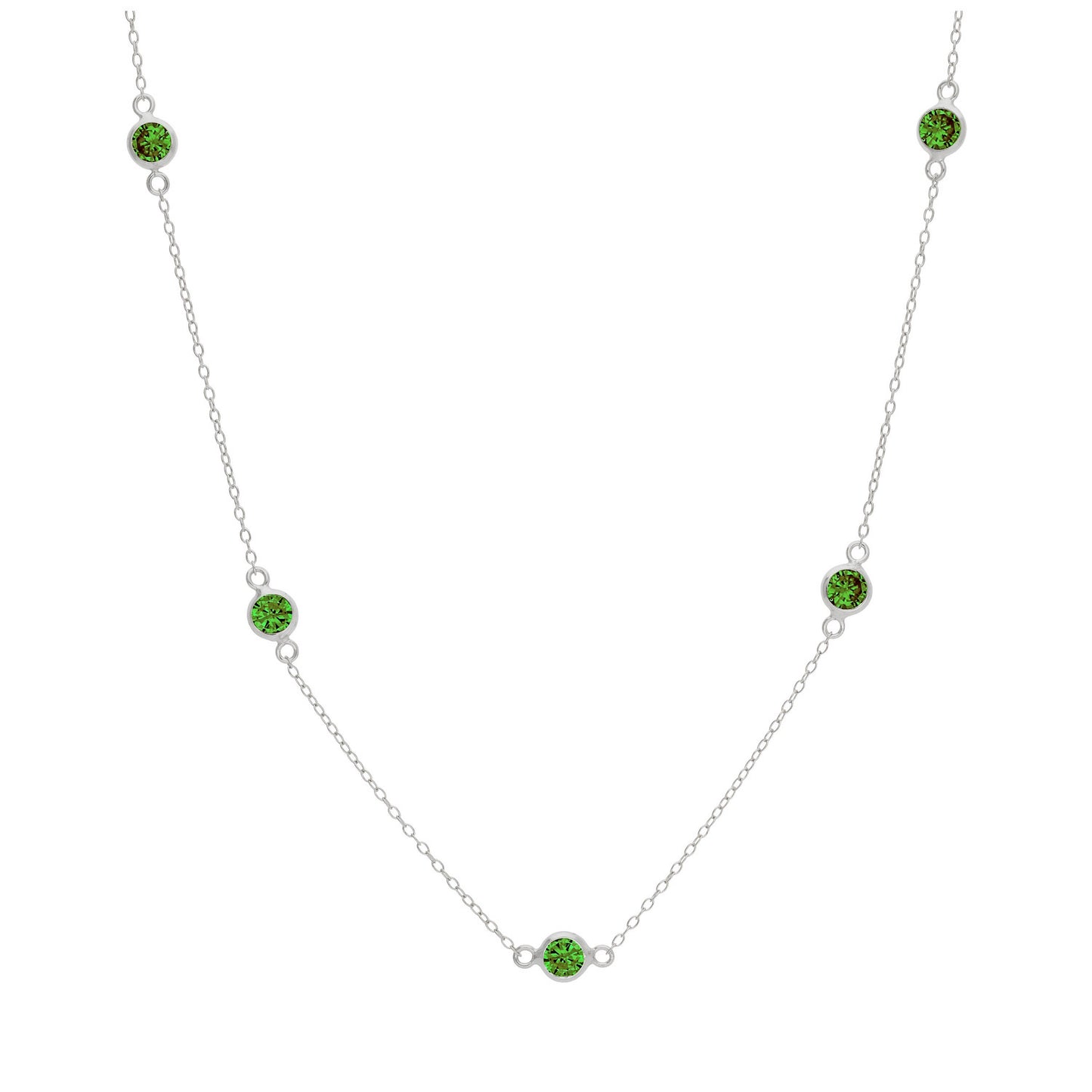 Collier en argent sterling avec émeraude et zircone cubique, pierre de naissance du mois de mai