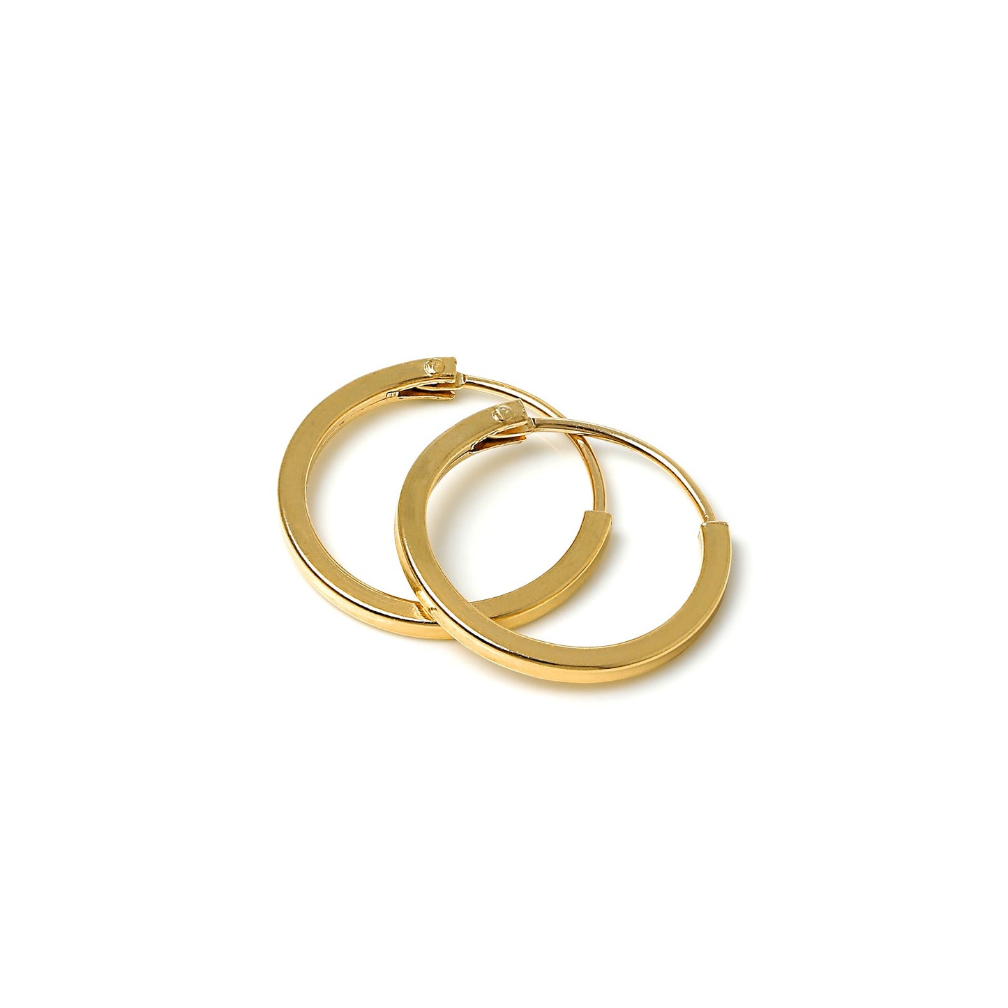 Boucles d'oreilles créoles carrées en argent plaqué or de 1 mm, de 12 mm à 40 mm