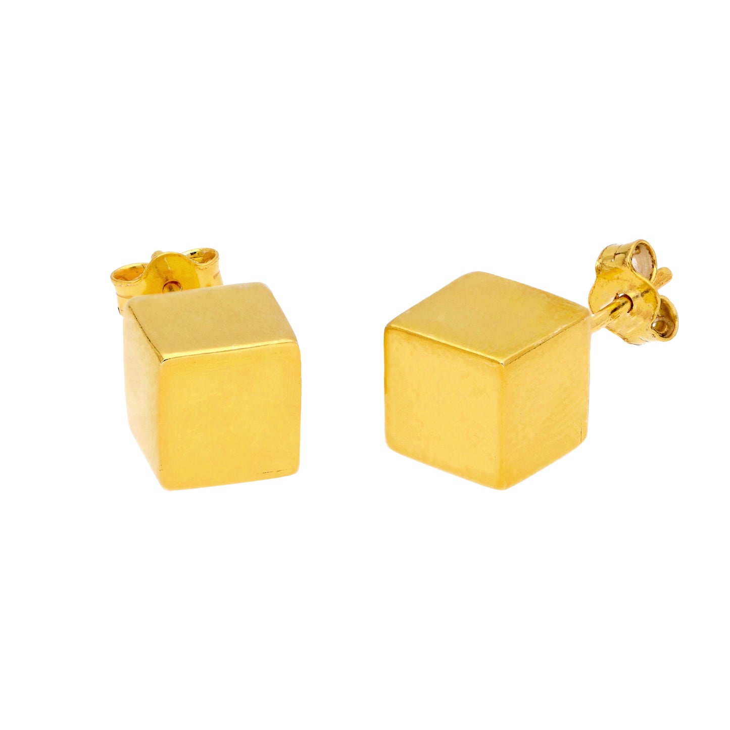 Boucles d'oreilles à tige cubiques en argent sterling plaqué or jaune de 4 mm à 7 mm