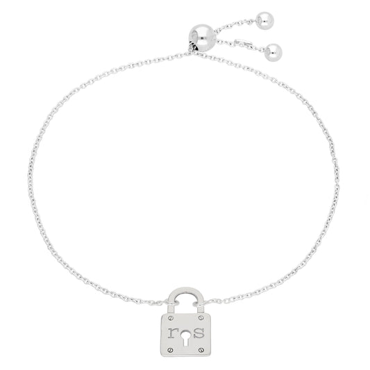 Bracelet sur mesure en argent sterling avec cadenas et initiales