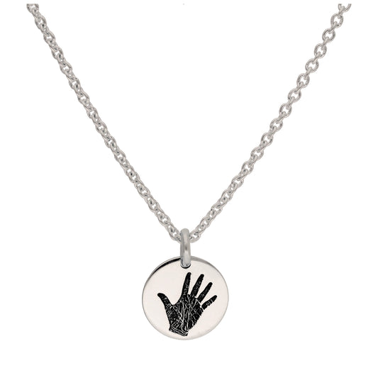 Collier rond en argent sterling avec empreinte de main sur mesure de 40 à 61 cm