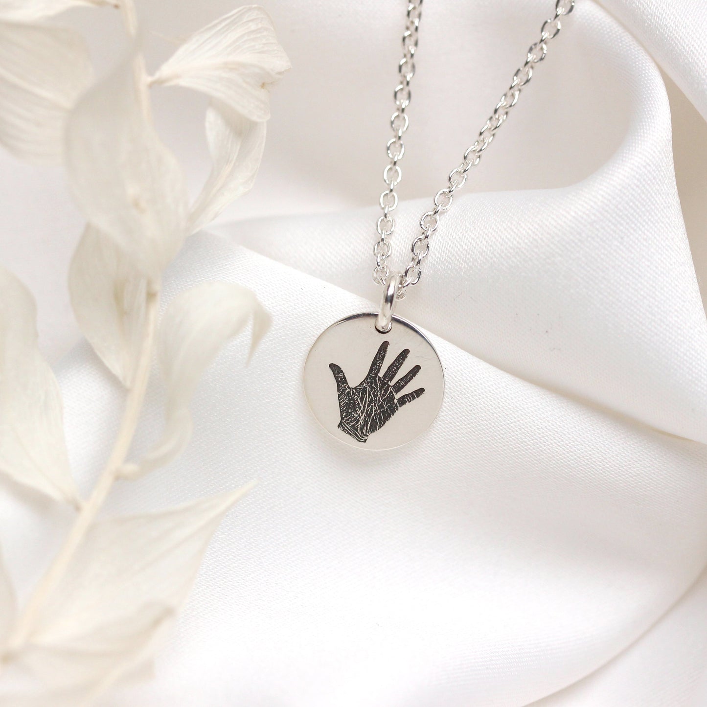 Collier rond en argent sterling avec empreinte de main sur mesure de 40 à 61 cm