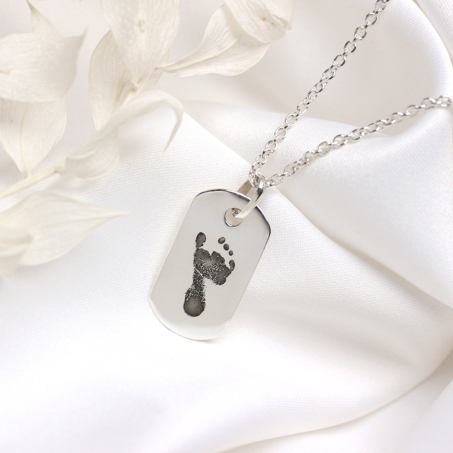 Collier sur mesure en argent sterling avec plaque d'identité militaire, 40 à 60 cm