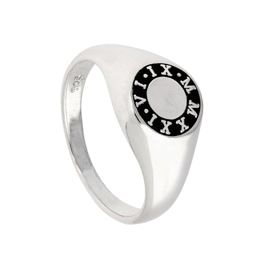 Chevalière en argent sterling sur mesure avec chiffres romains J - Z+1