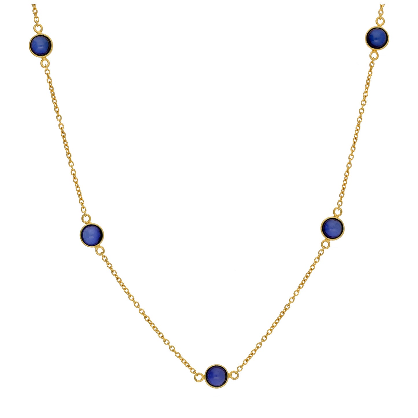 Collier en argent sterling plaqué or avec plusieurs saphirs et pierres de naissance en oxyde de zirconium