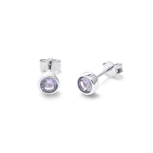 Boucles d'oreilles à tige en argent sterling avec alexandrite et zircone cubique de 4 mm