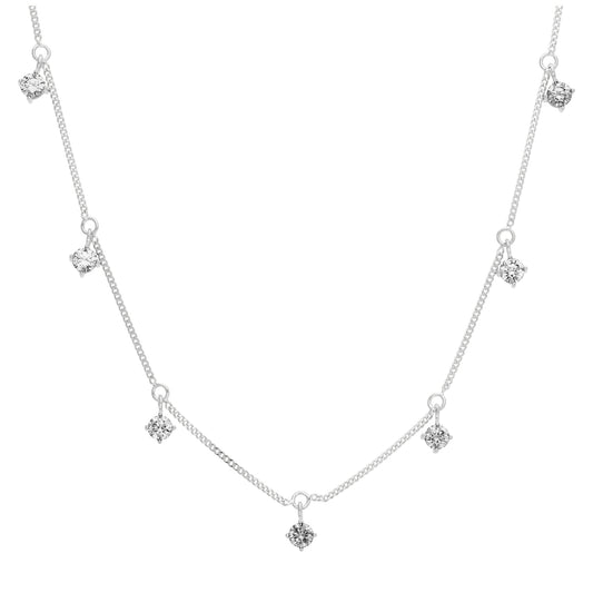 Collier en argent sterling avec pierres de naissance d'avril en zircone cubique (40,6 cm et 5 cm)