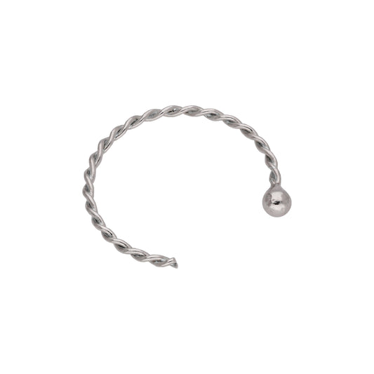 Anneau de nez ouvert torsadé en or blanc 9 carats, calibre 22, 8 mm