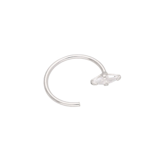 Anneau de nez ouvert en argent sterling avec zircones cubiques taille marquise, calibre 22