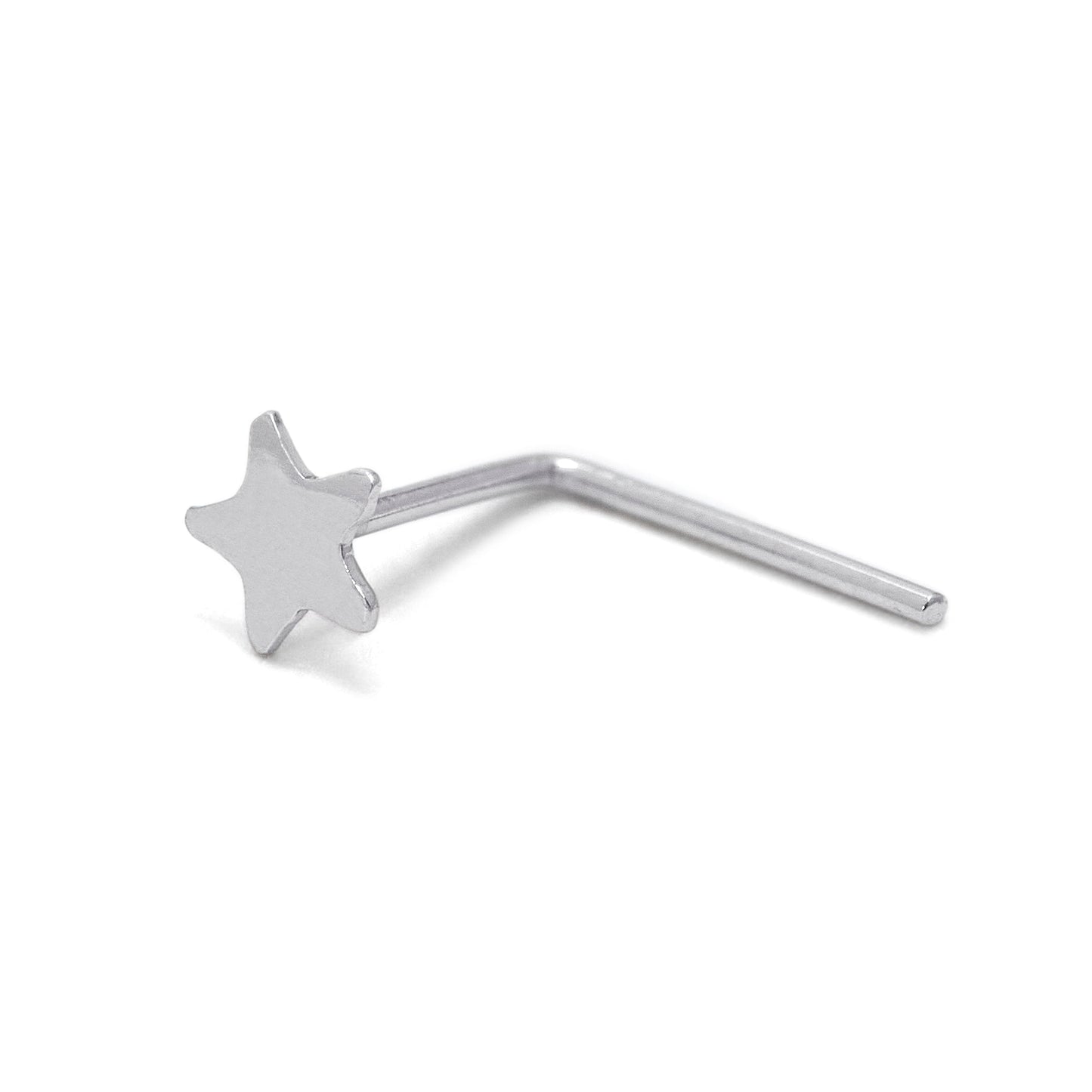 Clou de nez en forme d'étoile en or blanc 9 carats, calibre 22