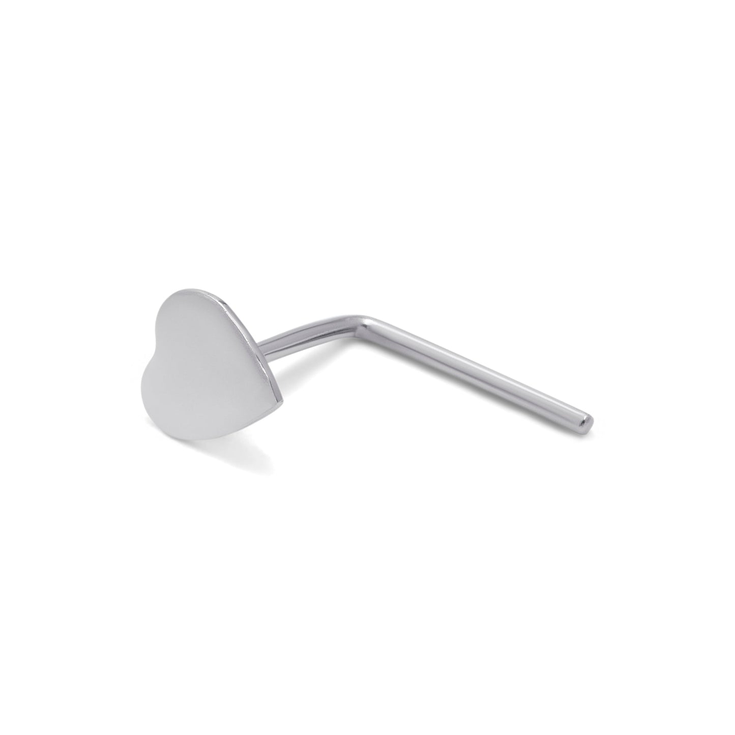 Piercing de nez en forme de L en or blanc 9 carats, calibre 22