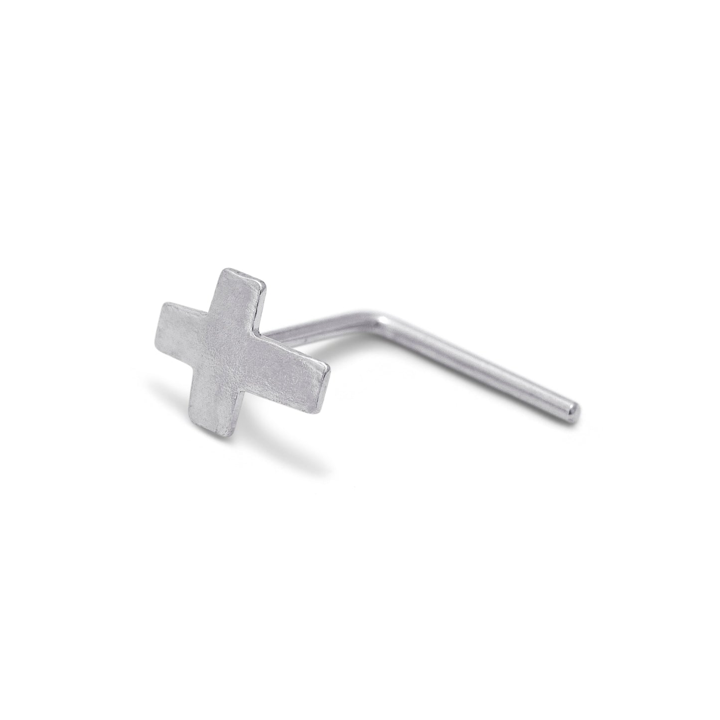 Clou de nez en forme de L en or blanc 9 carats, calibre 22