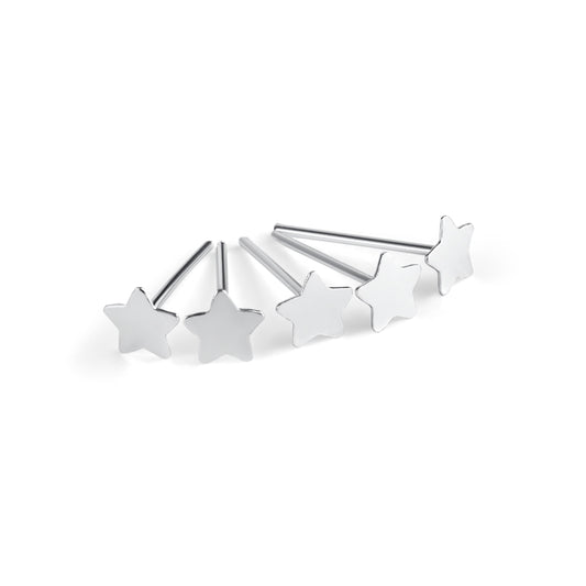 5 x clous de nez en argent sterling à extrémité droite en forme d'étoile, calibre 22