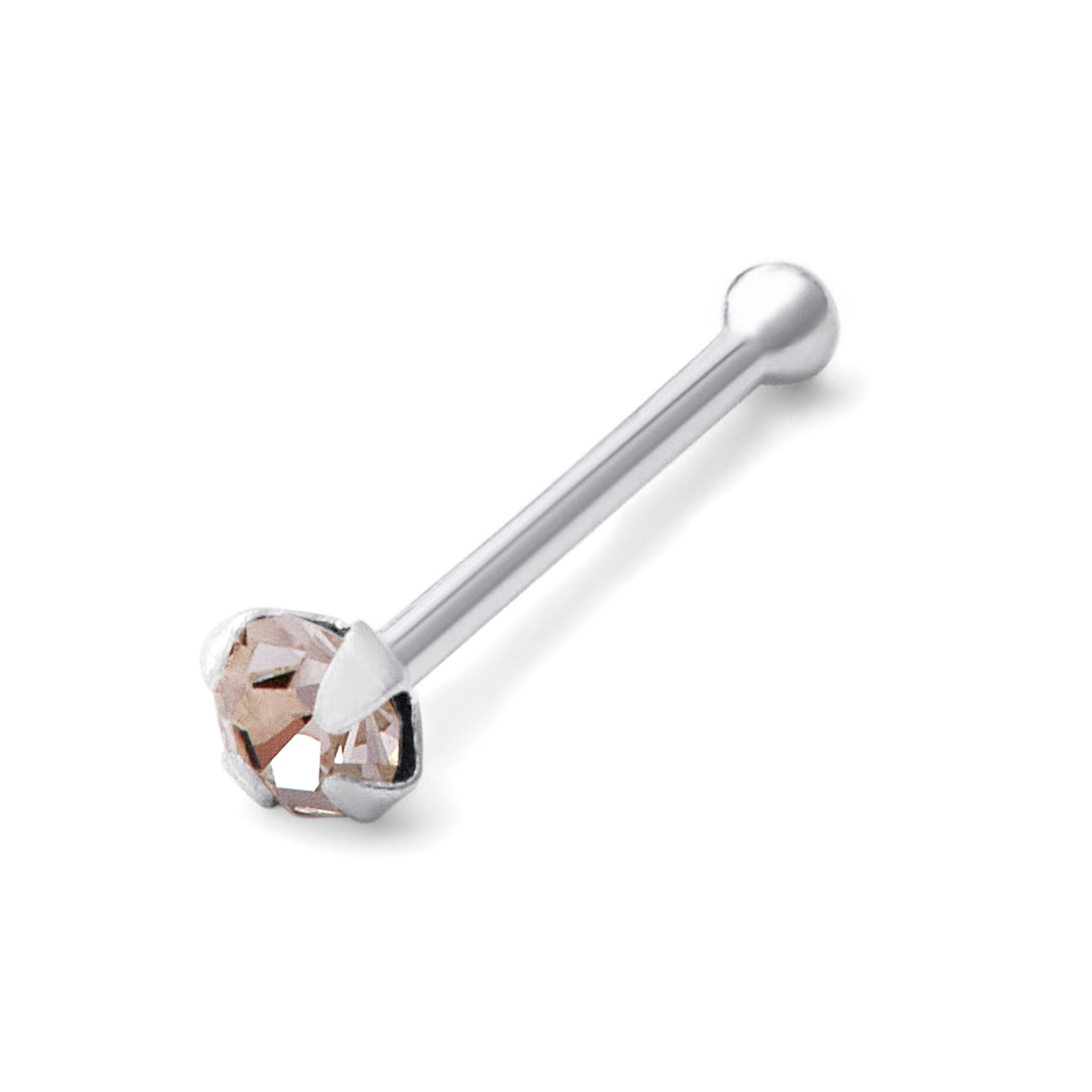 Piercing de nez en argent sterling avec embout sphérique et zircone cubique de 1,5 mm, calibre 22