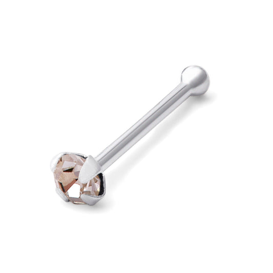 Piercing de nez en argent sterling avec embout sphérique et zircone cubique de 1,5 mm, calibre 22