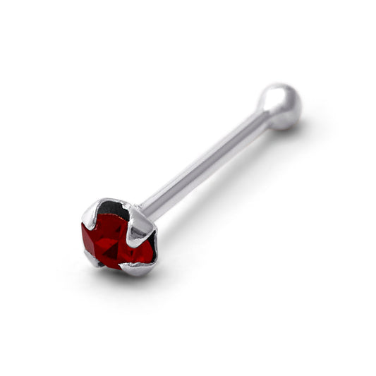 Clou de nez en argent sterling avec grenat CZ de 1,5 mm, calibre 22, extrémité sphérique