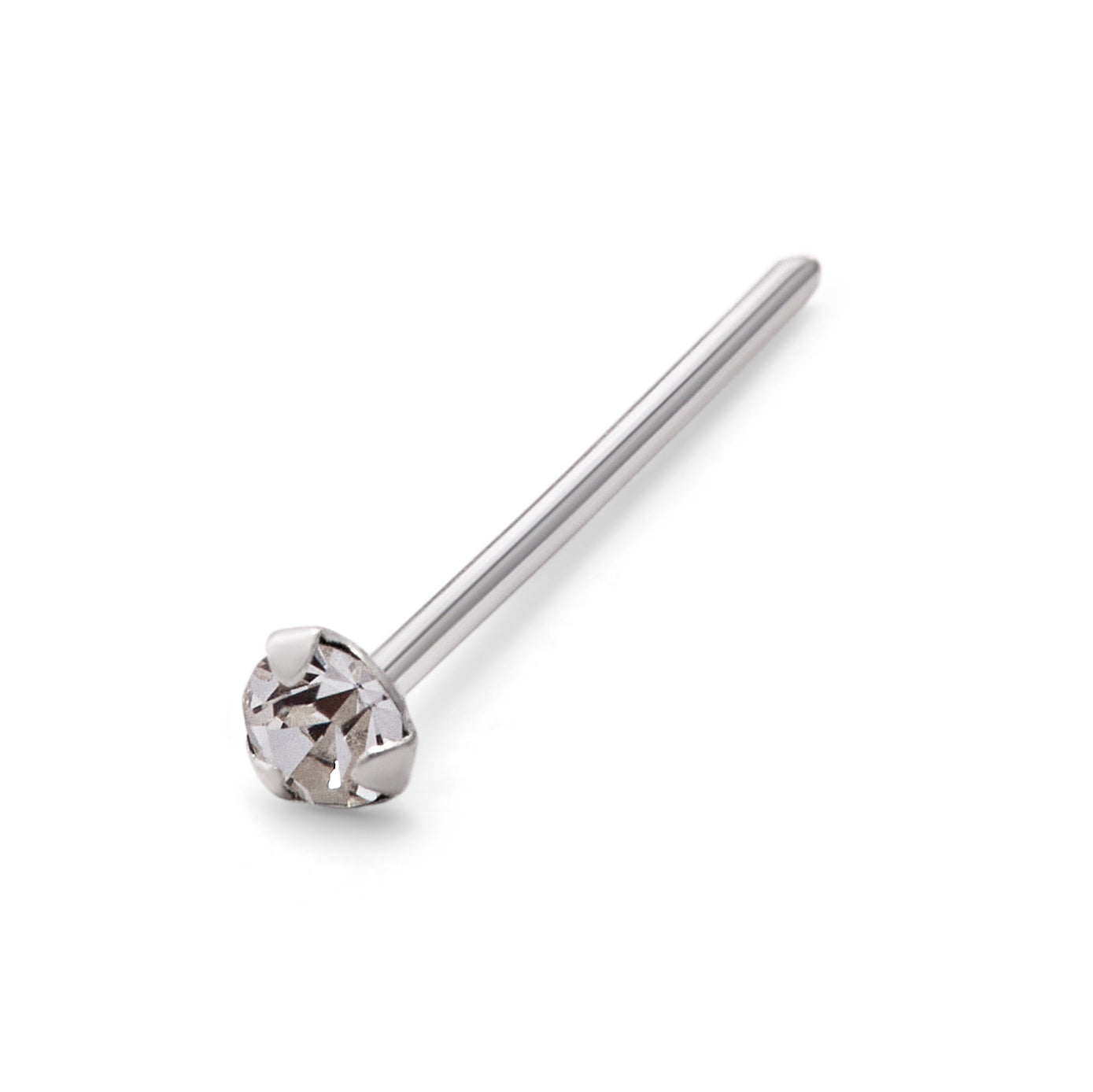 Clou de nez en argent sterling avec zircone cubique de 1,5 mm, calibre 25