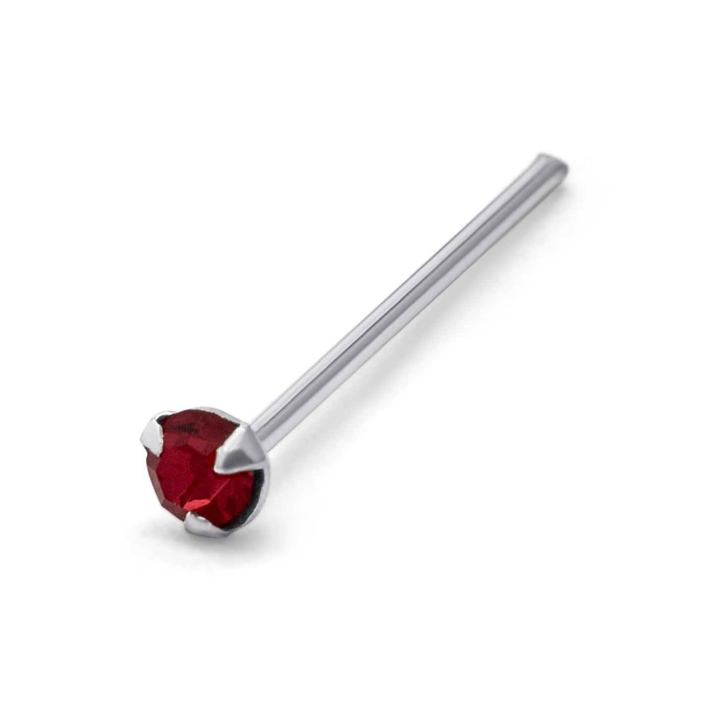 Clou de nez en argent sterling avec grenat CZ de 1,5 mm, calibre 25