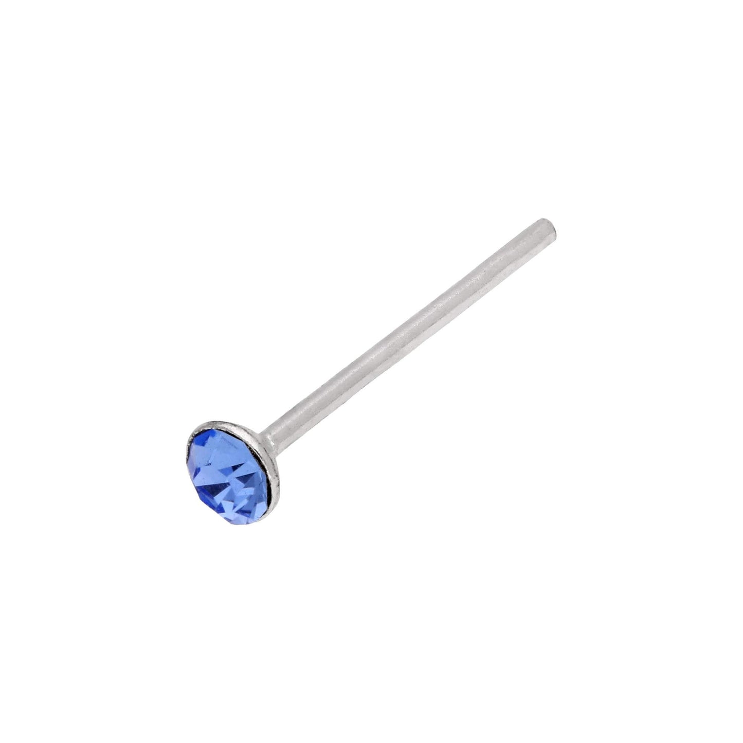 Clou de nez rond en argent sterling avec zircone cubique et alexandrite, extrémité droite