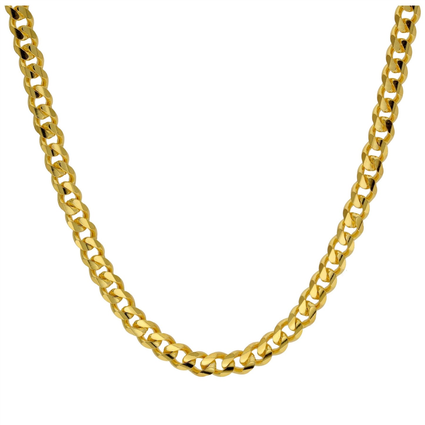 Collier à maillons gourmette en argent sterling plaqué or de 45 cm