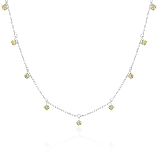 Collier August en argent sterling avec plusieurs péridots et zircones cubiques (40,6 cm et 5 cm)