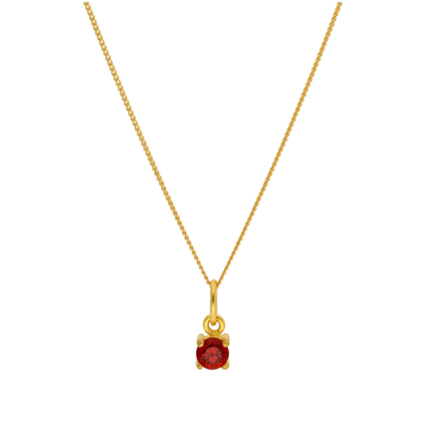 Collier en argent sterling plaqué or avec pierre de naissance en grenat CZ de 4 mm, 14 à 32 pouces