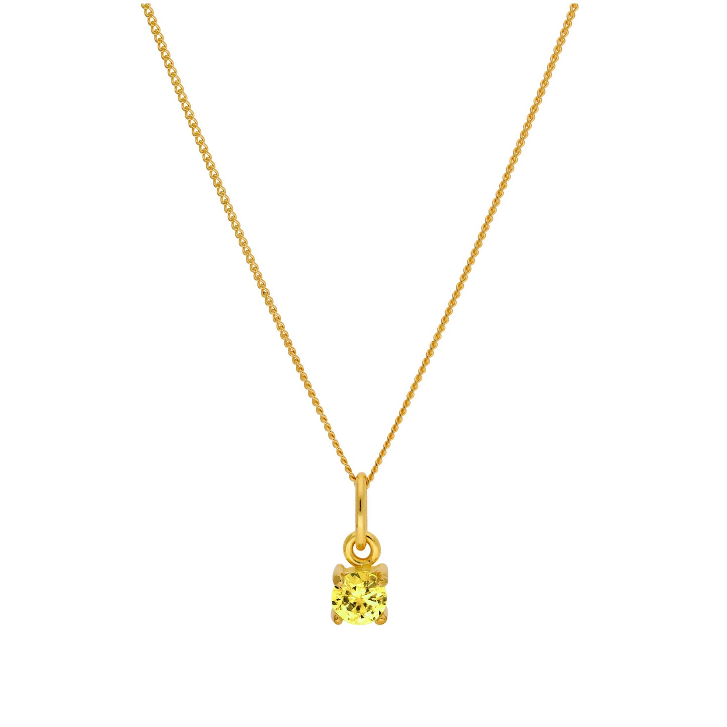 Collier en argent sterling plaqué or avec pierre de naissance en citrine et zircone cubique de 4 mm, 35,6 à 81,3 cm
