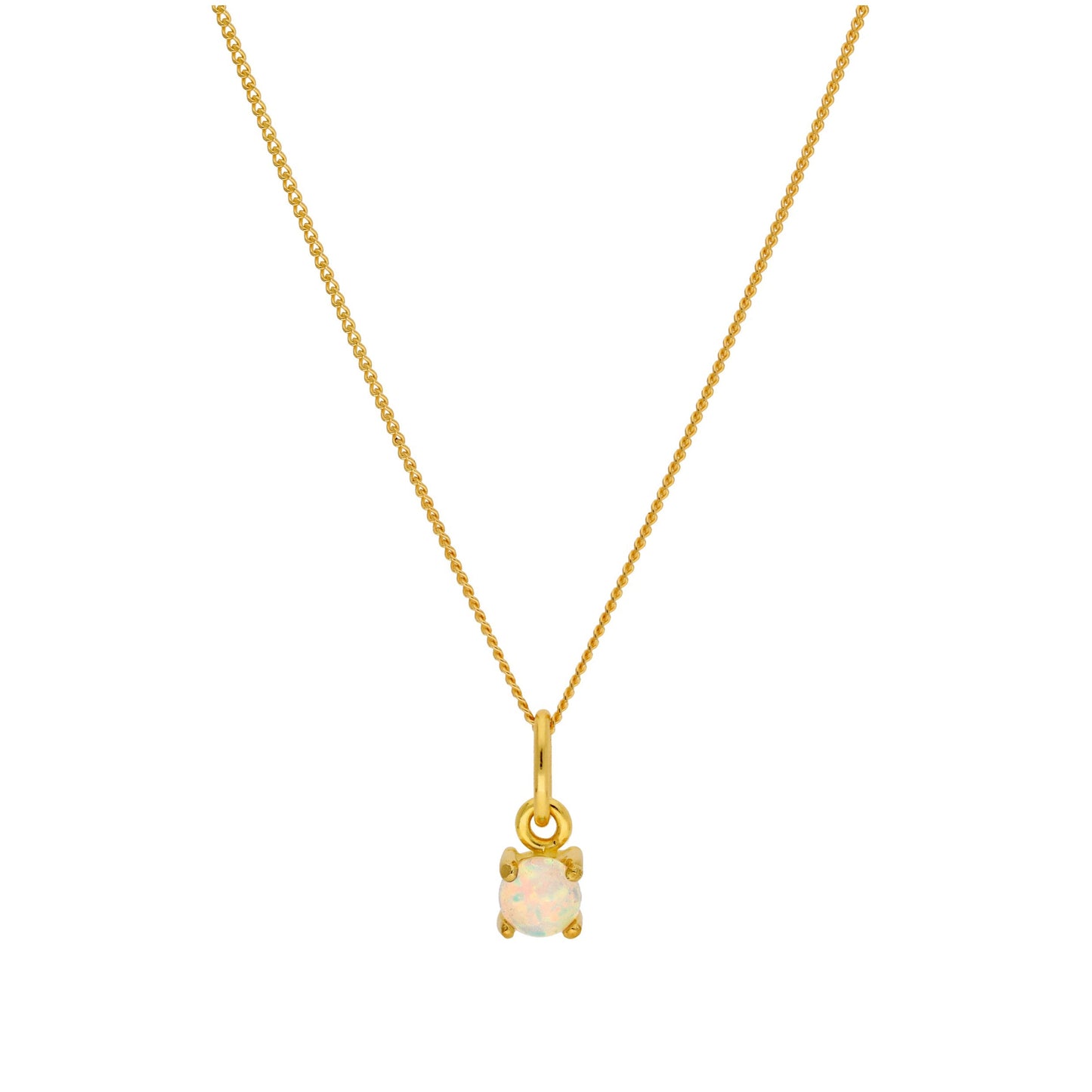 Collier en argent sterling plaqué or avec pierre de naissance en opale CZ de 4 mm, 35,6 à 81,3 cm