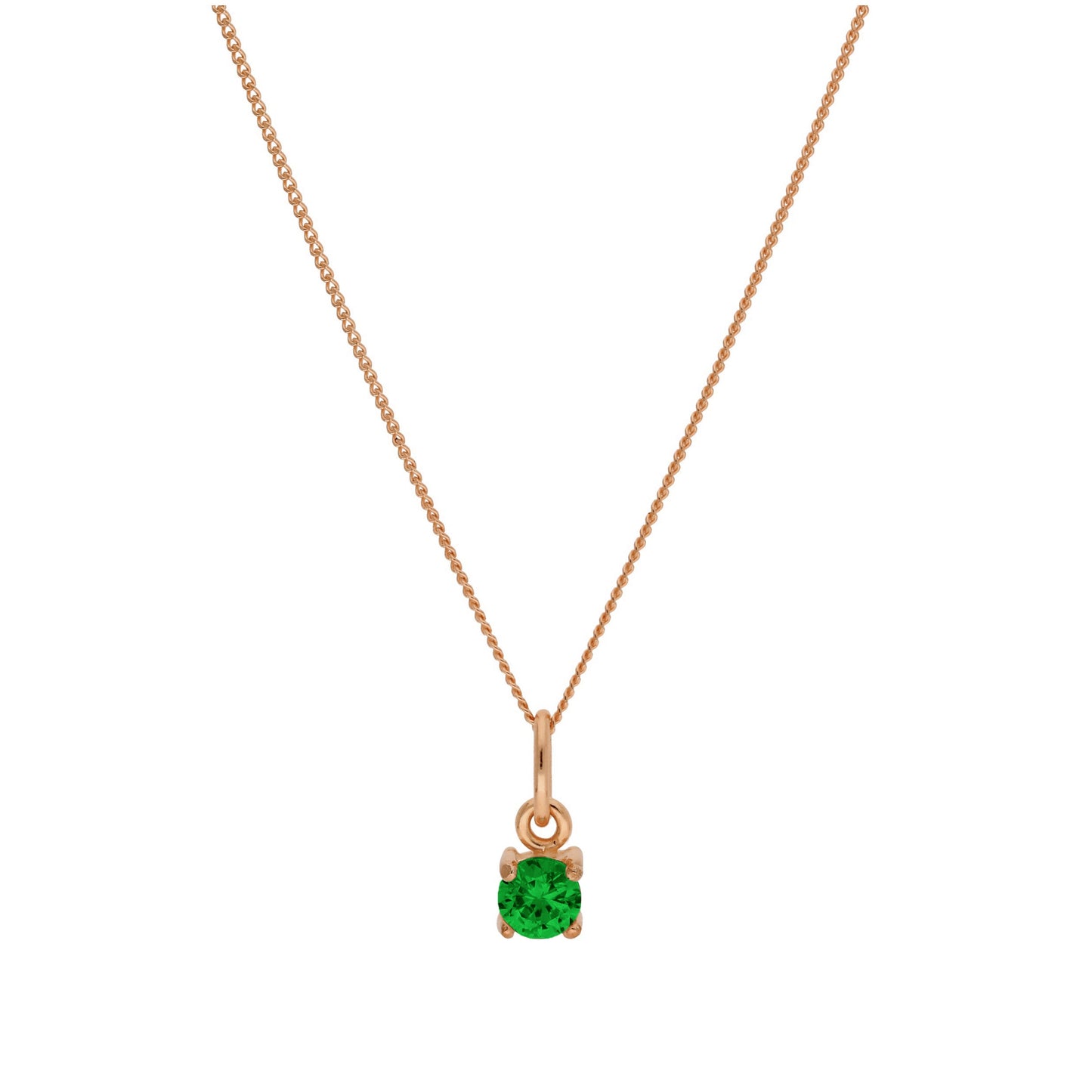 Collier en argent sterling plaqué or rose avec pierre de naissance en émeraude et zircone cubique, 35,6 à 81,3 cm