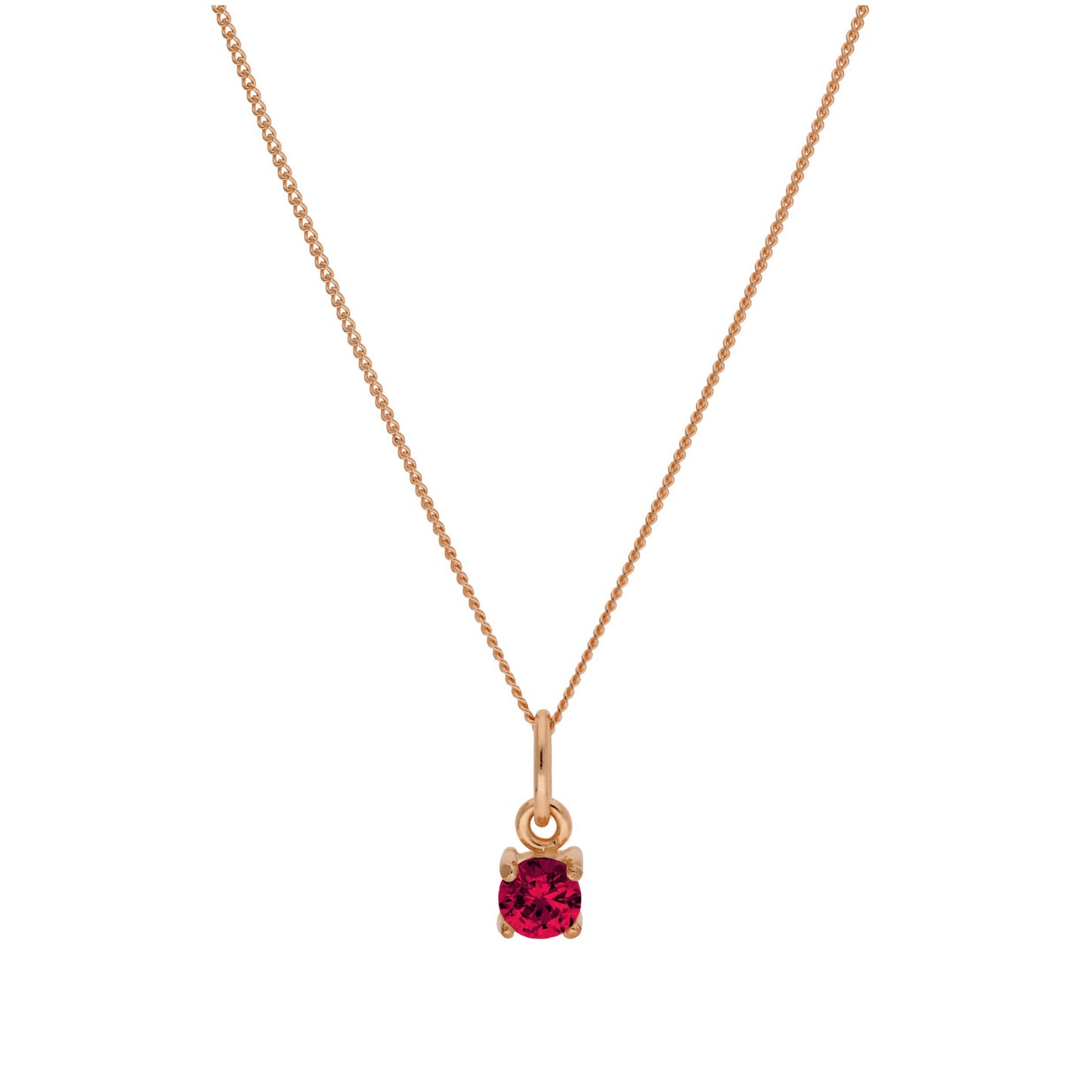 Collier en argent sterling plaqué or rose avec pierre de naissance rubis et zircone cubique, 35,6 à 81,3 cm
