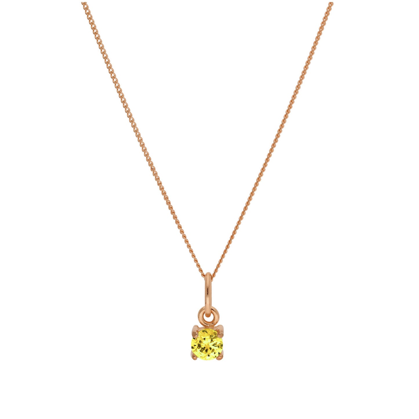 Collier en argent sterling plaqué or rose avec pierre de naissance en citrine et zircone cubique, 35 à 81 cm