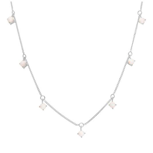 Collier en argent sterling avec pierres de naissance multi-CZ et opale 40,6 cm et 5 cm