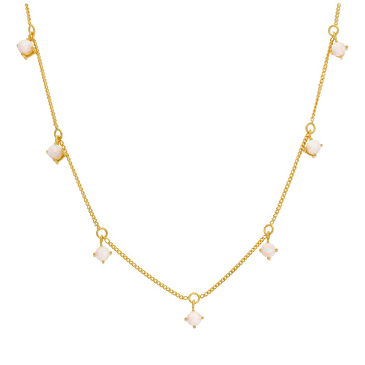 Collier en argent sterling plaqué or avec opale multi-CZ 40,6 cm et 5 cm