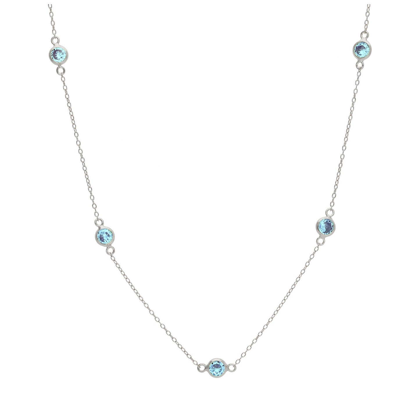Collier en argent sterling avec pierre de naissance de mars et aigue-marines multicolores en oxyde de zirconium