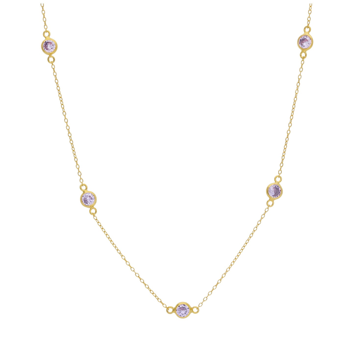 Collier en argent sterling plaqué or avec plusieurs Alexandrites CZ