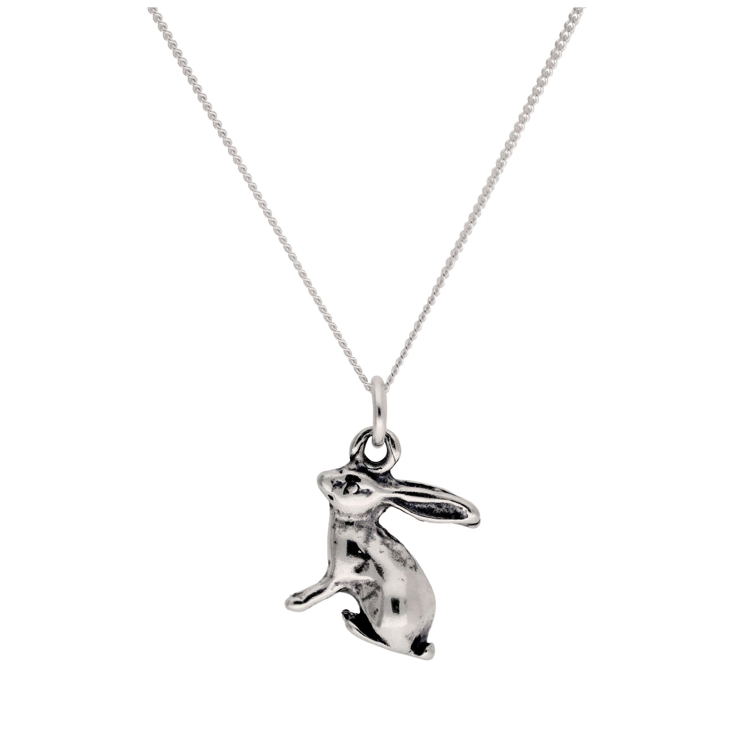Collier en argent sterling avec pendentif lapin taille diamant 40,6 cm et 5 cm