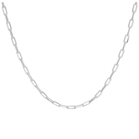 Collier à maillons plats longs en argent sterling de 45 à 55 cm