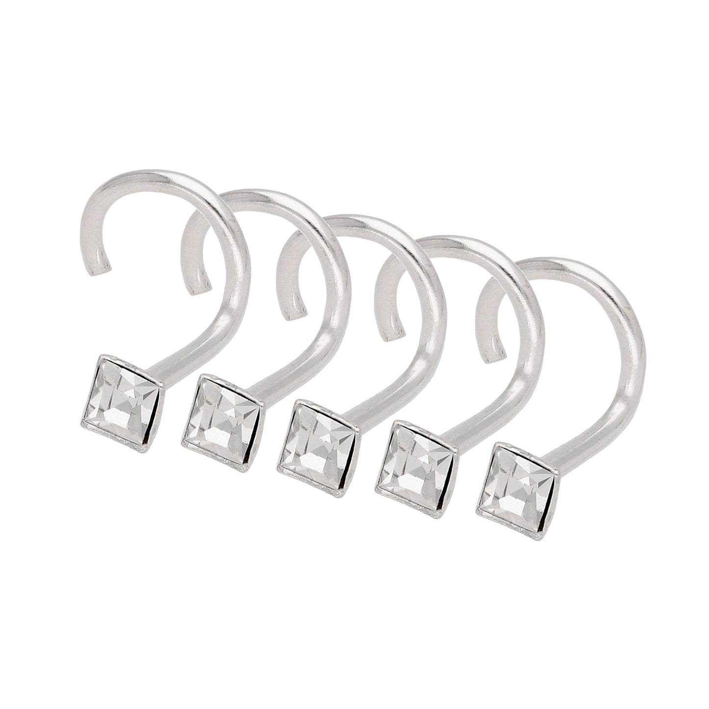 Lot de 5 clous de nez carrés en argent sterling avec zircones cubiques de 2 mm, calibre 21