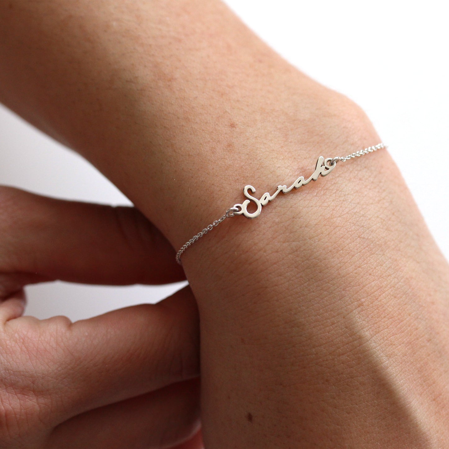 Bracelet réglable personnalisé en argent sterling avec nom