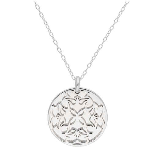 Collier en argent sterling avec fleur de muguet et étiquette de 18 mm, 14 à 22 pouces