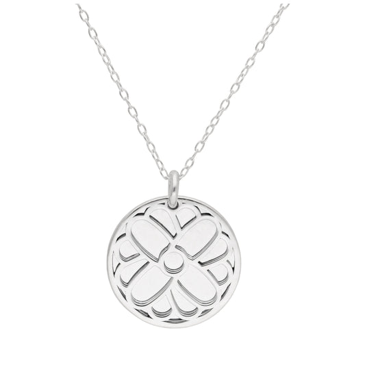 Collier en argent sterling avec fleur de souci et étiquette de 18 mm, 14 à 22 pouces