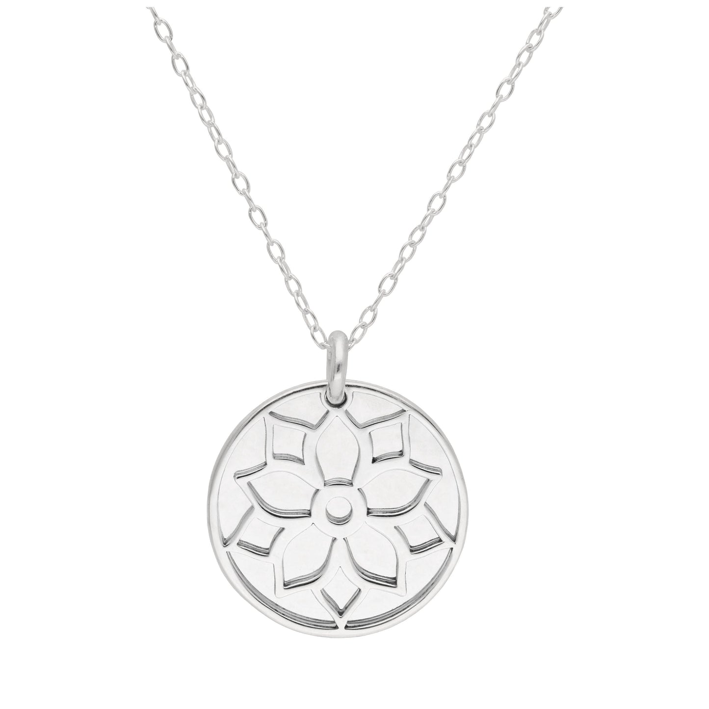 Collier en argent sterling avec fleur de poinsettia et étiquette de 18 mm, 14 à 22 pouces